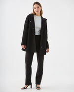 Chaqueta tipo abrigo con capucha para mujer - Negro