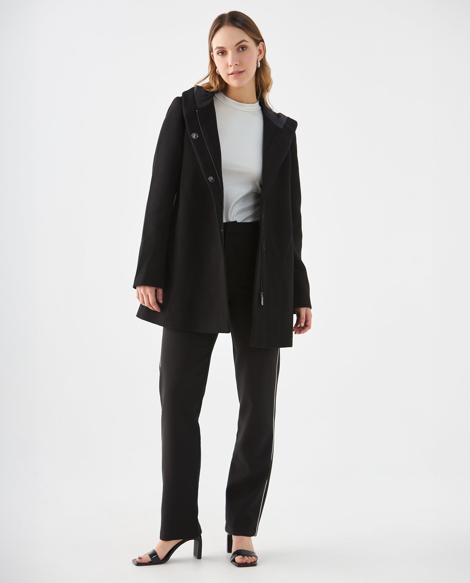 Chaqueta tipo abrigo con capucha para mujer - Negro 34_429F214_NEG193909_6