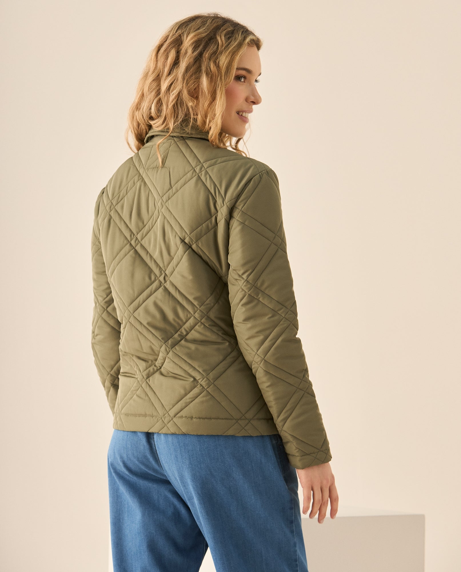 Chaqueta acolchada con broches para mujer - Verde 34_429G202_VER190622_4