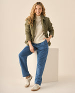 Chaqueta acolchada con broches para mujer - Verde