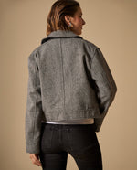 Chaqueta Bomber Gris con Textura Espiga - Negro
