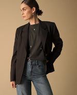 Blazer Negro Oversized con Solapas Amplias - Negro