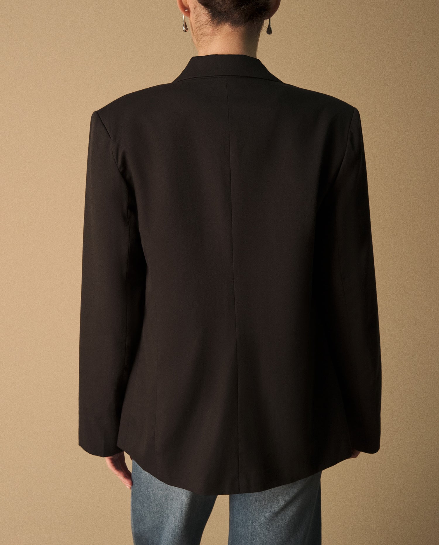 Blazer Negro Oversized con Solapas Amplias - Negro