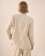 Blazer Beige con Rayas y Corte Oversized - Beige