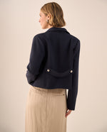 Blazer Blanco con Botones Dorados - Azul