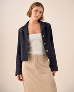 Blazer Blanco con Botones Dorados - Azul