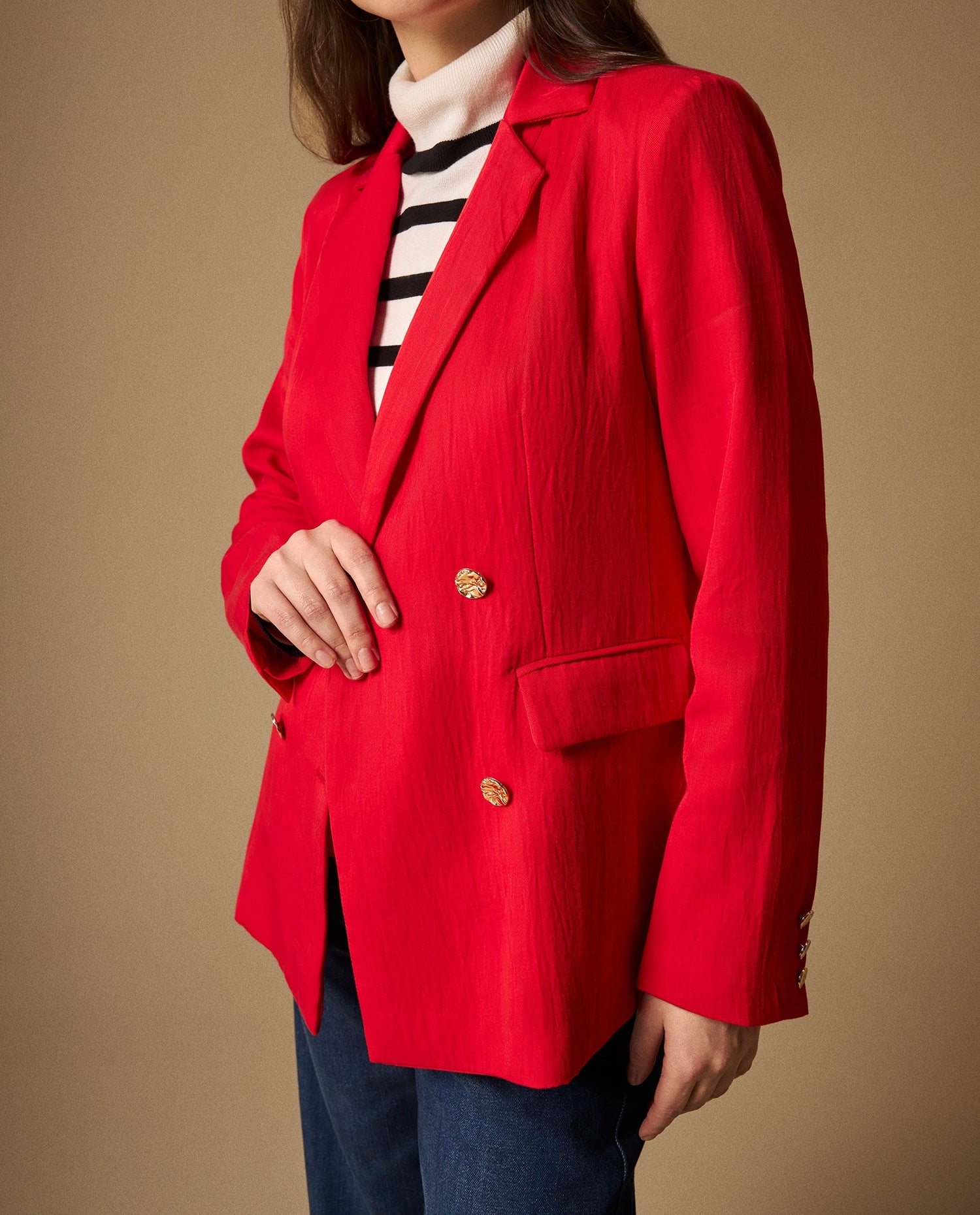Blazer Rojo con Botones Dorados - Rojo