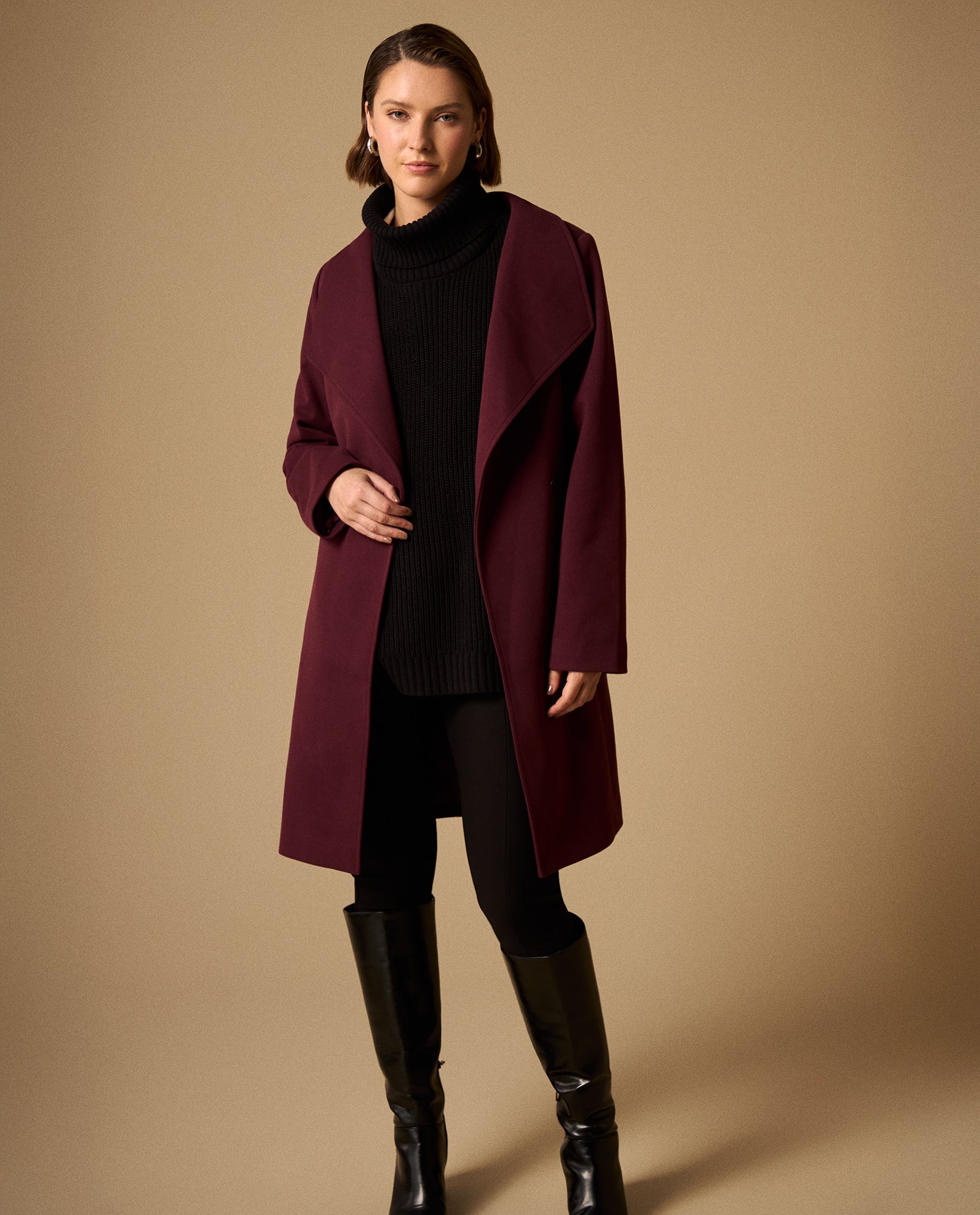 Abrigo Morado Vino con Cinturón Ajustable - Morado 34_429G224_MOR191619_5