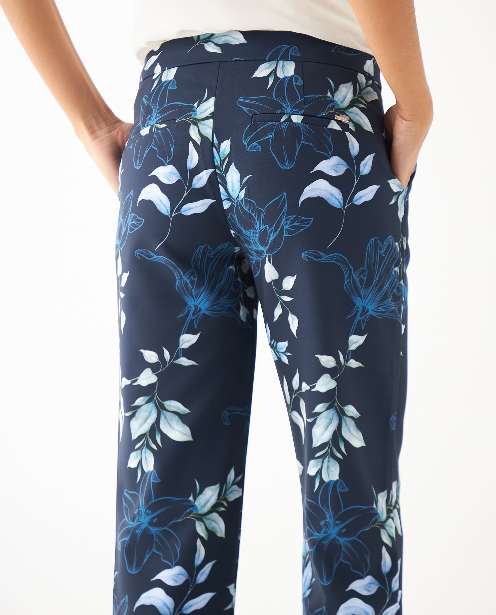 Pantalón con estampado floral para mujer - Azul 34_431F005_AZU194024_5