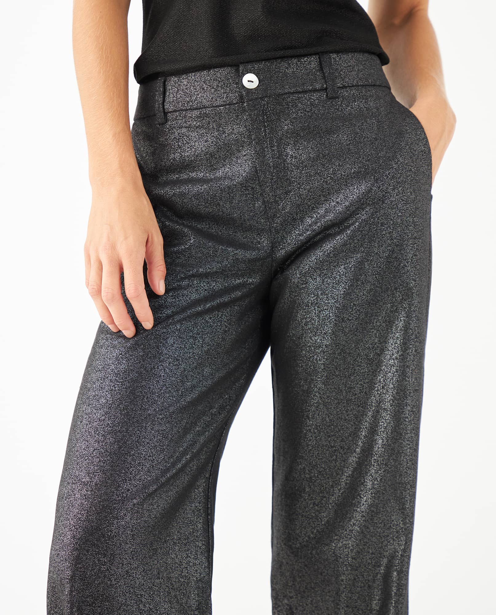 Pantalón con efecto brillo para mujer - Gris 34_431F016_GRI194005_5