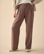 Pantalón de bota recta con pinzas para mujer - Café