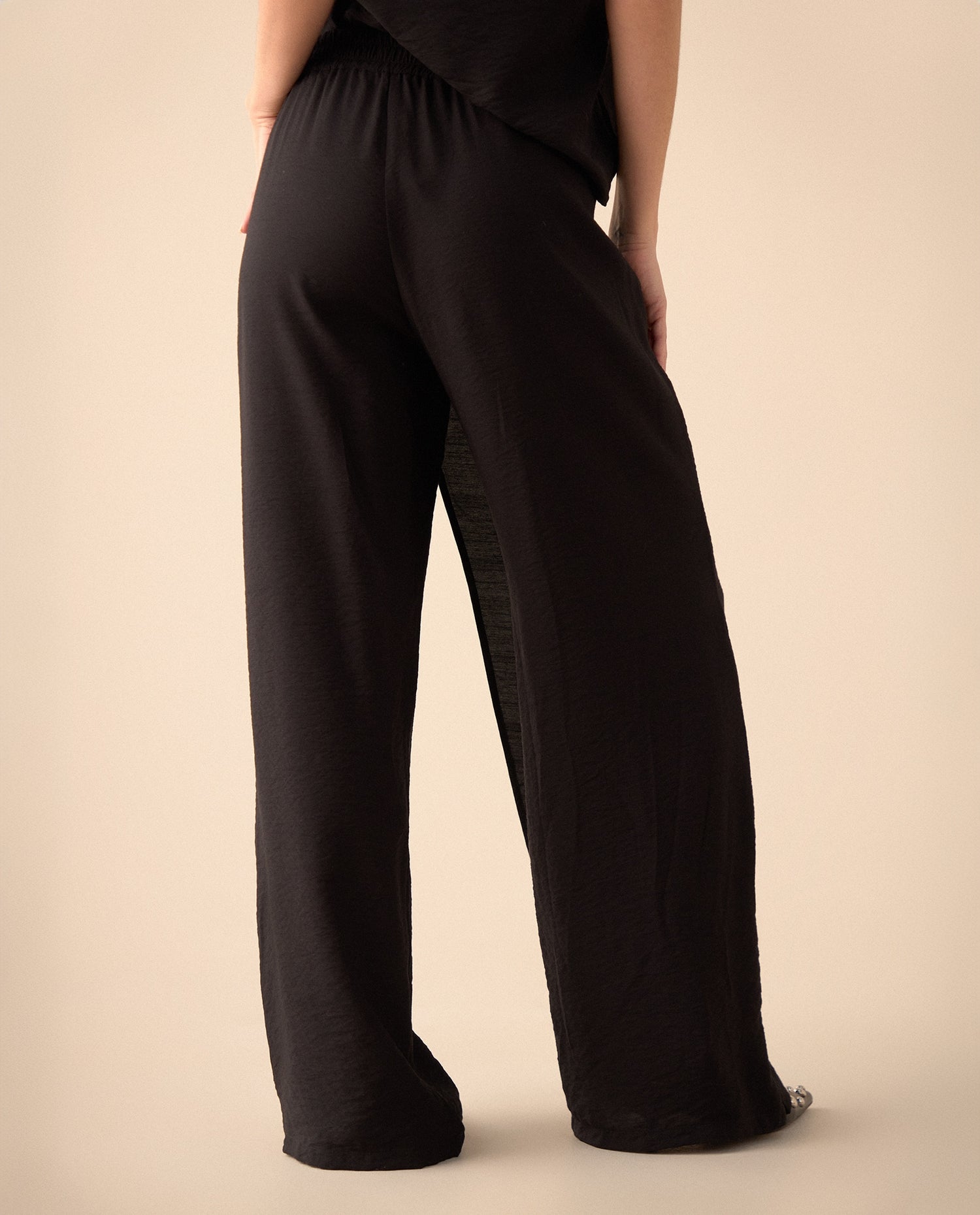 Pantalón de ajuste cruzado en pretina para mujer - Negro