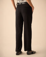 Pantalón elegante con cortes para mujer - Negro