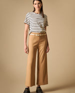 Pantalón largo con pinzas frontales silueta recta - Café