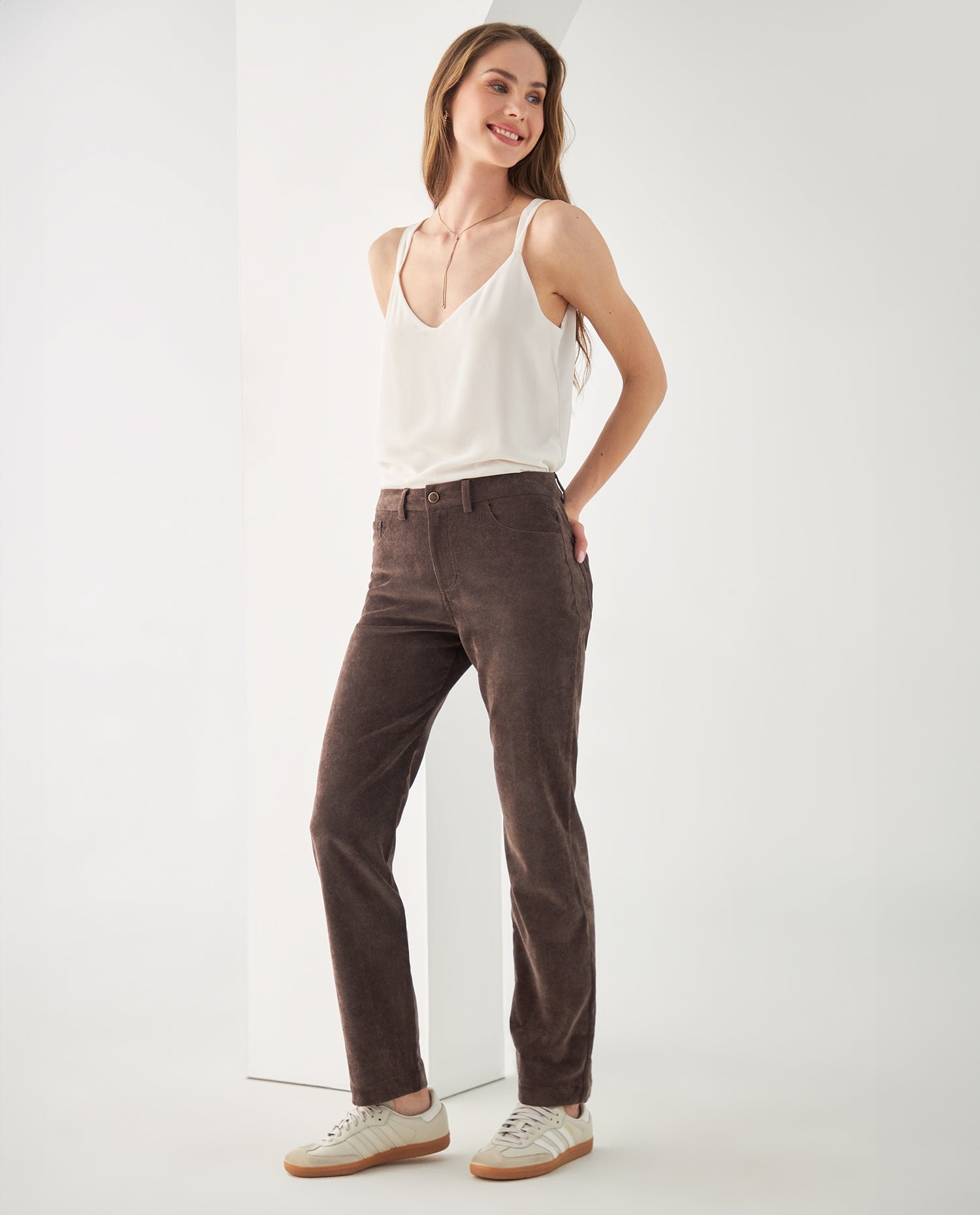 Pantalón en corduroy para mujer - Café