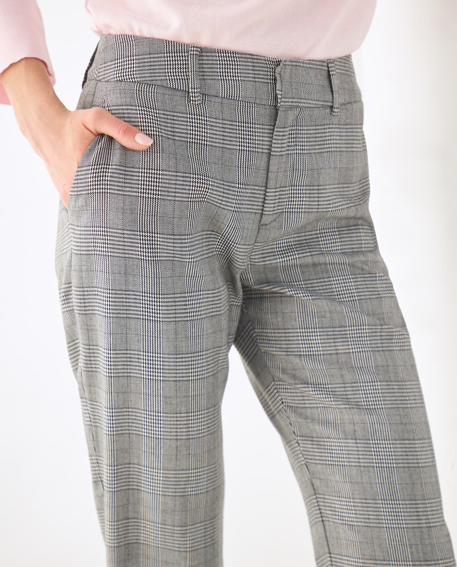 Pantalón con diseño a cuadros para mujer - Negro