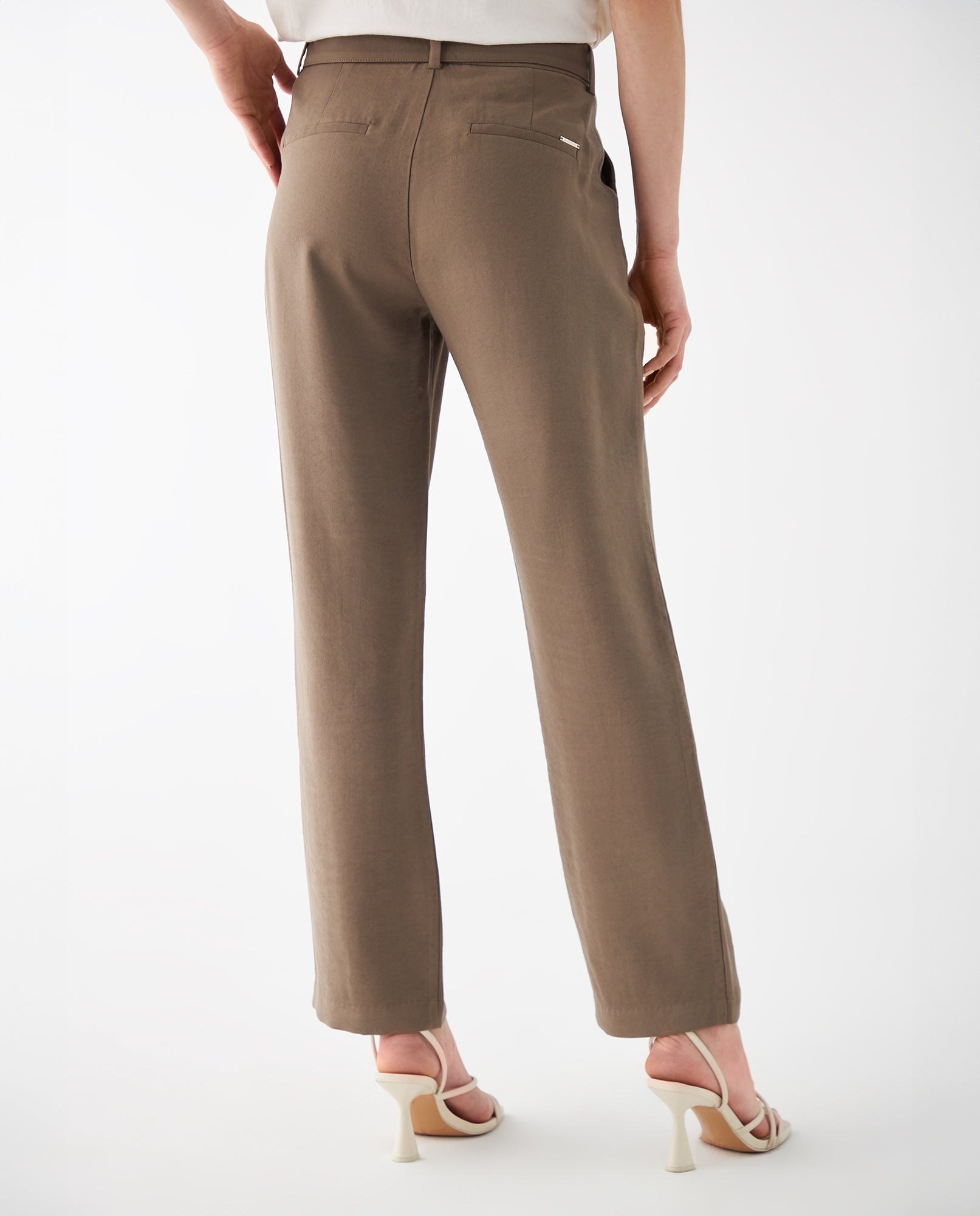 Pantalón elegante con cinturón para mujer - Verde 34_432F014_VER190516_4