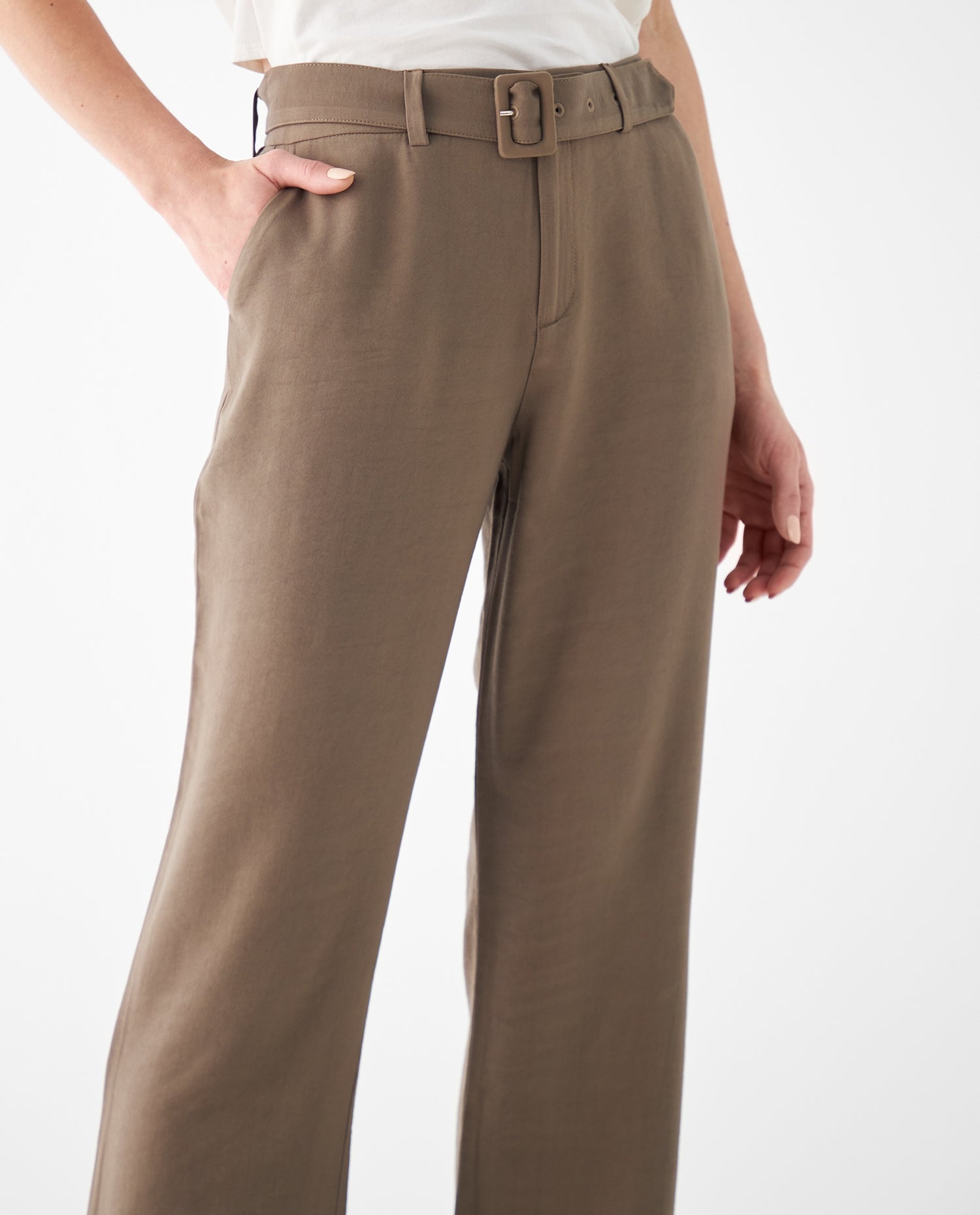 Pantalón elegante con cinturón para mujer - Verde