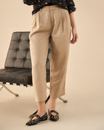 Pantalón de tela fluida para mujer - Beige