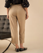 Pantalón de tela fluida para mujer - Beige