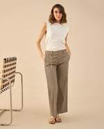 Pantalón elegante bota recta para mujer - Café