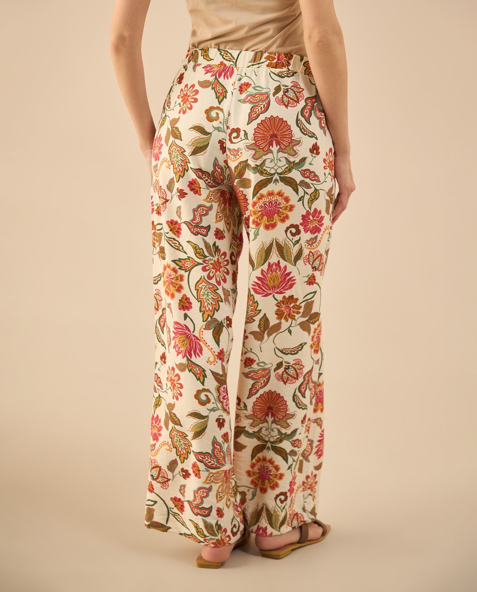 Pantalón con estampado de flores para mujer - Crudo 34_432G007_CRU114201_4