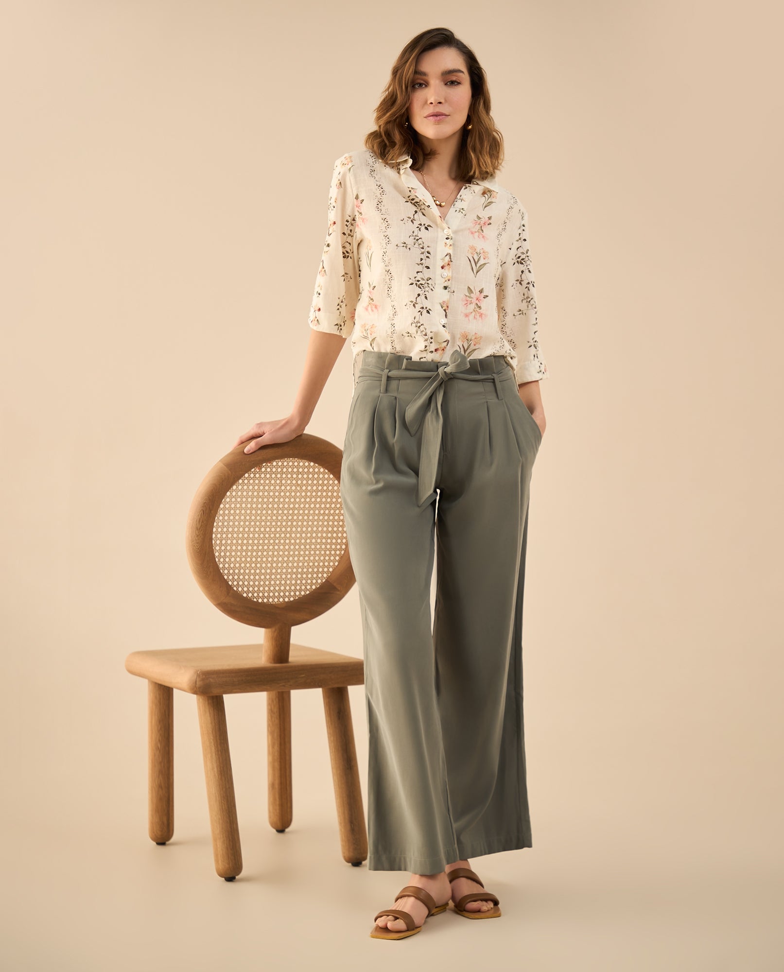 Pantalón clásico bota recta para mujer - Verde 34_432G020_VER180515_0