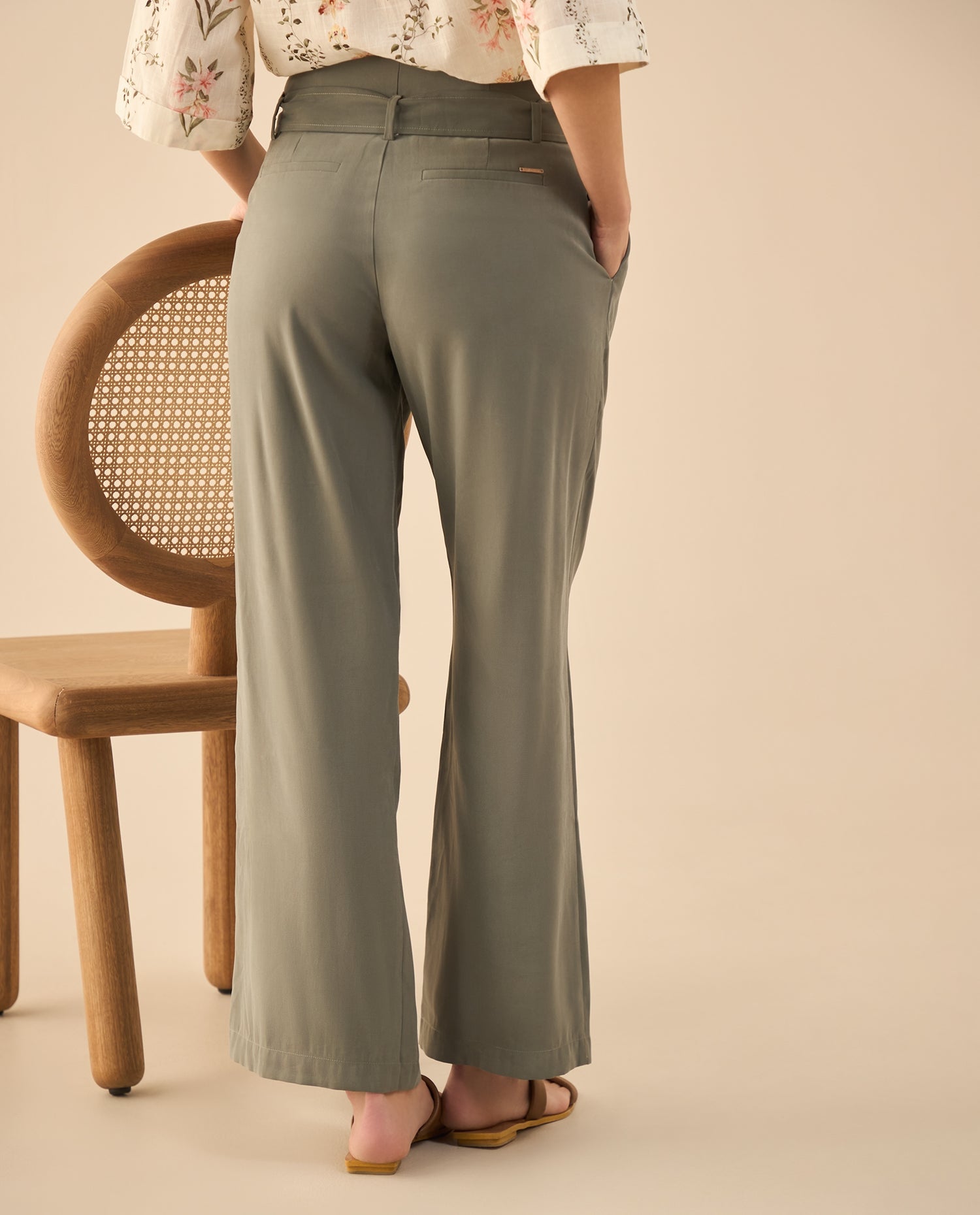Pantalón clásico bota recta para mujer - Verde