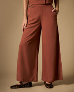 Pantalón culotte de tejido ligero con caída fluida - Cafe