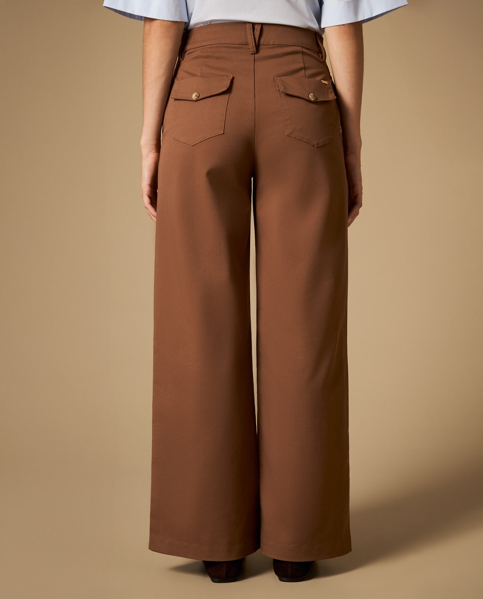 Pantalón palazzo pierna amplia tiro medio - Café 34_432H008_CAF181030_4