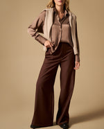 Pantalón culotte con costuras decorativas tiro medio - Café