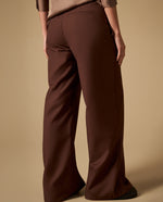 Pantalón culotte con costuras decorativas tiro medio - Café