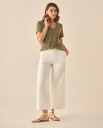 Pantalón de silueta amplia para mujer  - Crudo