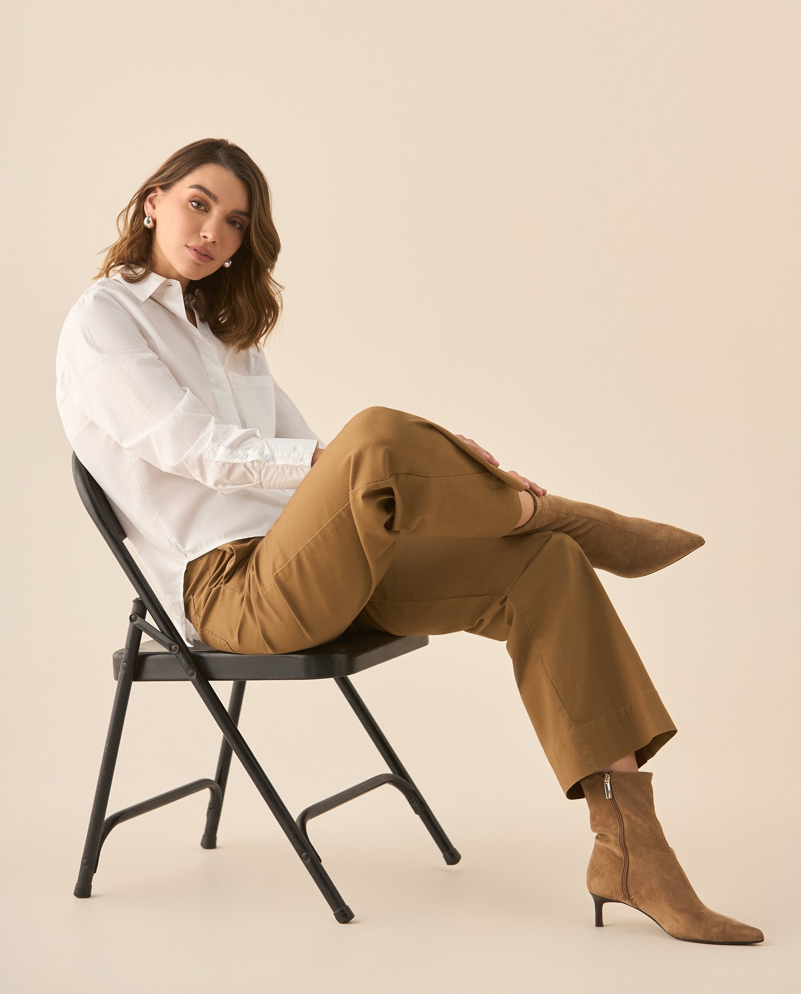 Pantalón clásico recto para mujer - Café 34_433G003_CAF171320_0