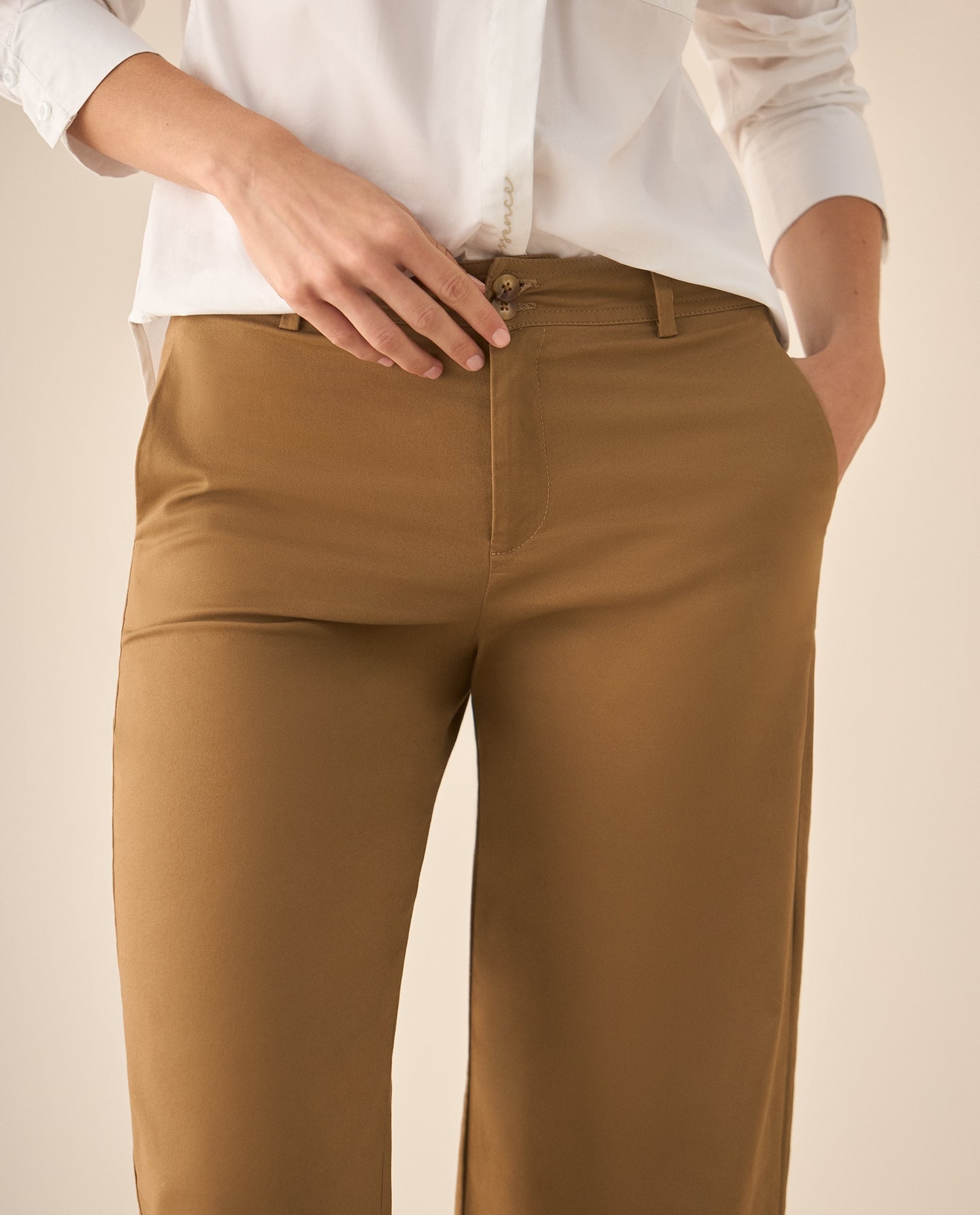 Pantalón clásico recto para mujer - Café