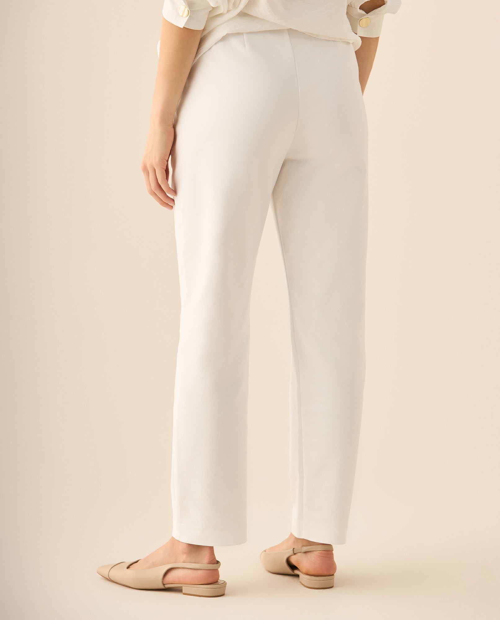 Pantalón con elástico en pretina posterior para mujer. - Blanco 34_433G009_BLA110601_5