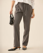 Pantalón de tela con elasticidad para mujer - Gris
