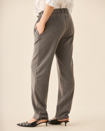 Pantalón de tela con elasticidad para mujer - Gris
