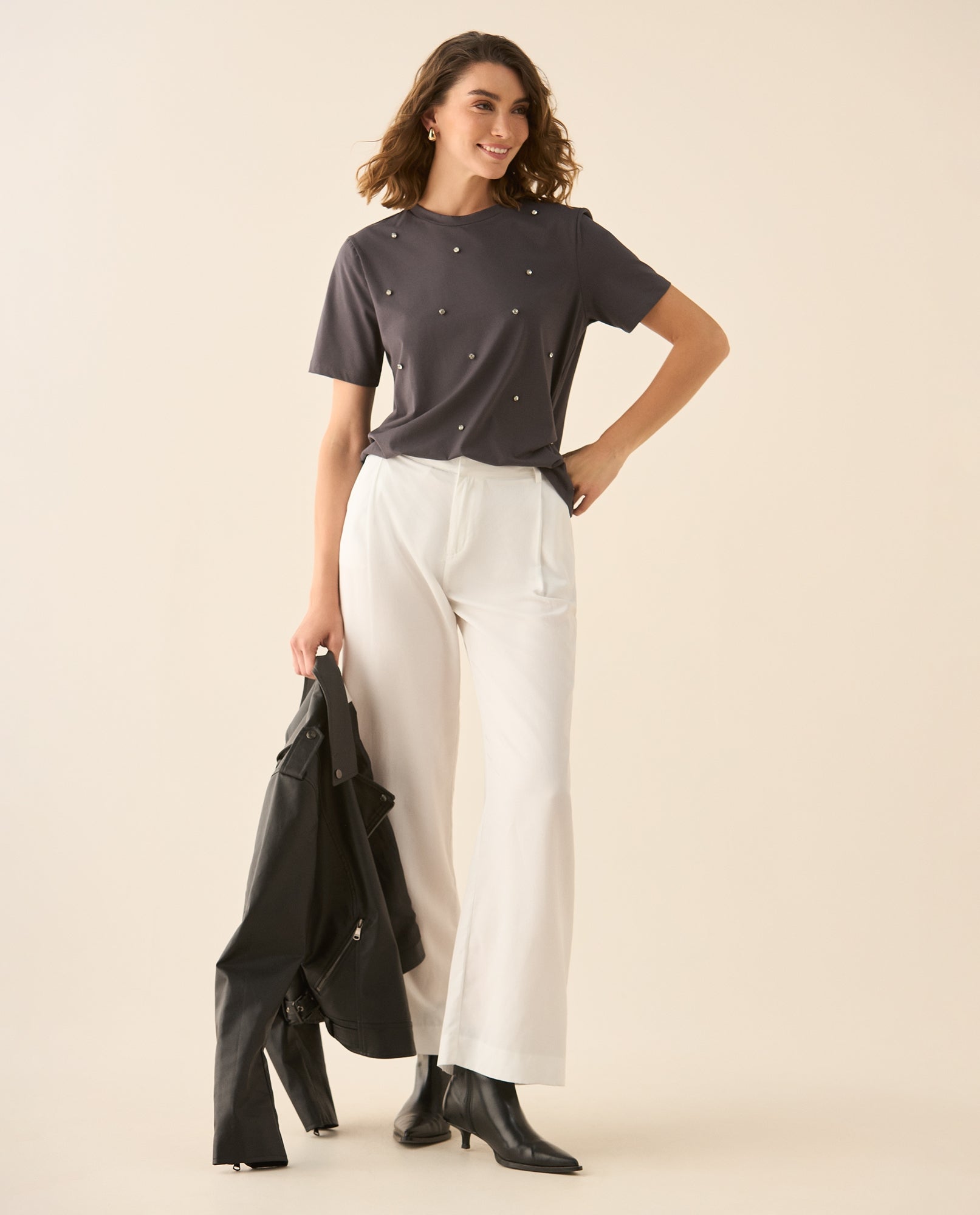 Pantalón bota recta con bolsillos de ribete en posterior para mujer - Blanco 34_433G016_BLA110700_0