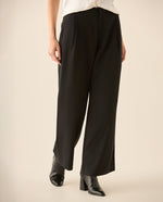 Pantalón bota recta con bolsillos de ribete en posterior para mujer - Negro