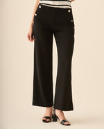 Pantalón con elástico en pretina para mujer - Negro