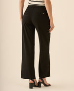Pantalón con elástico en pretina para mujer - Negro