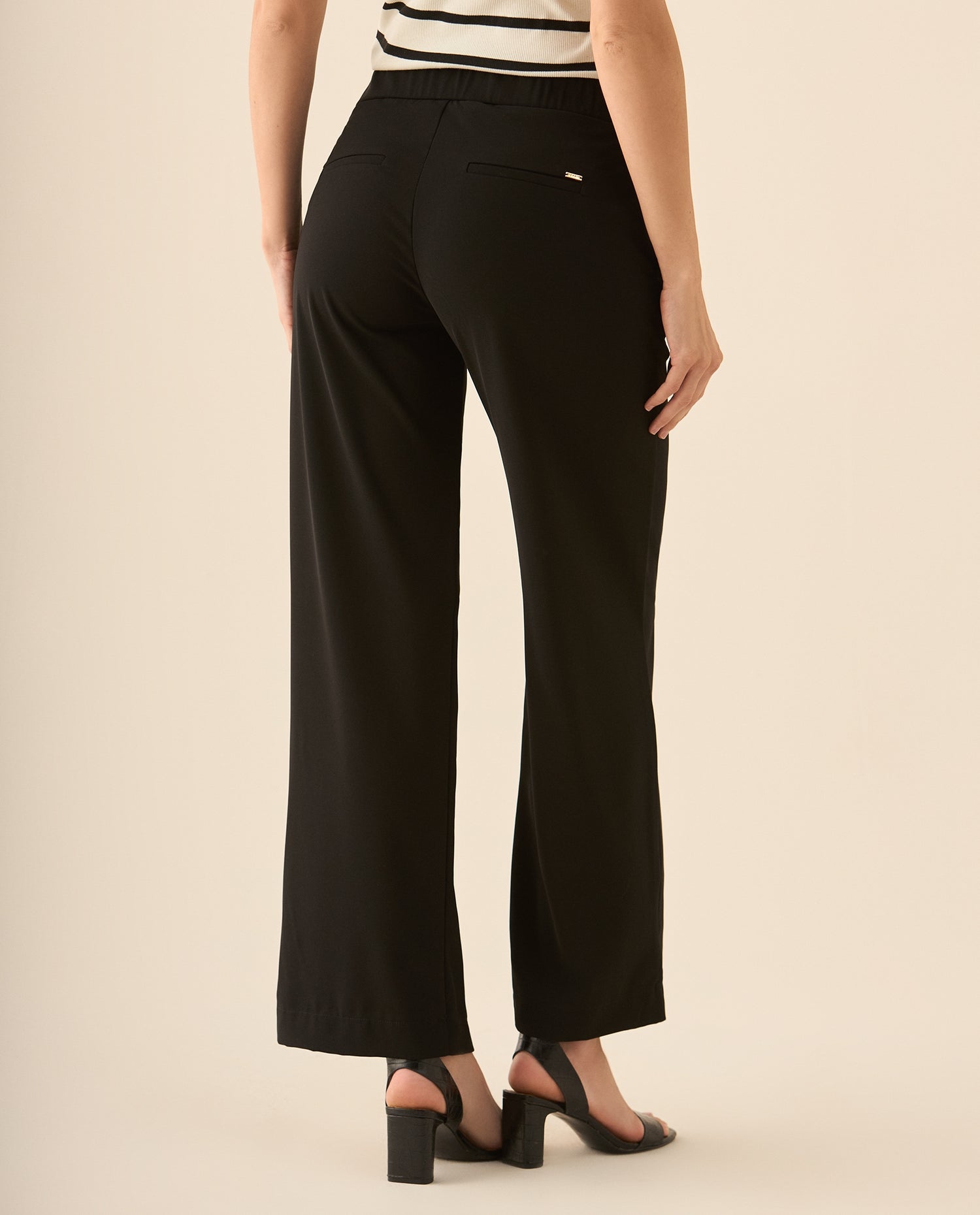 Pantalón con elástico en pretina para mujer - Negro