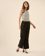 Pantalón con elástico en pretina para mujer - Negro