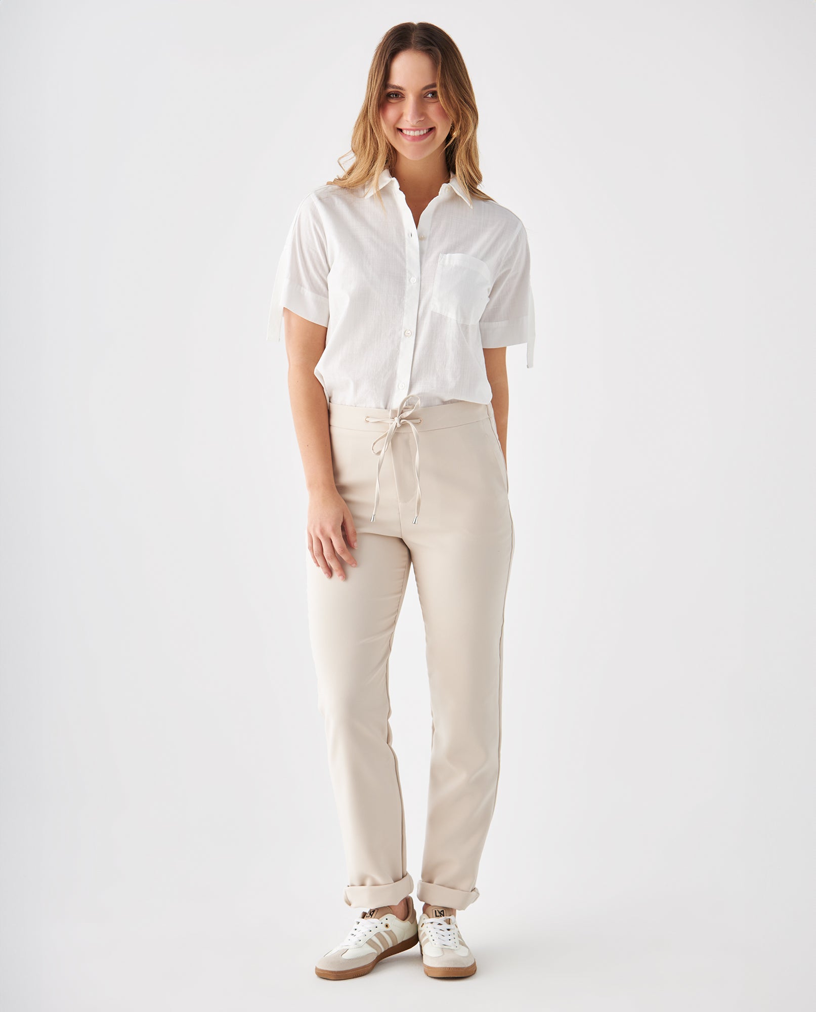 Pantalón con ruedo con guardapolvo para mujer - Gris 34_439F005_GRI140000_0