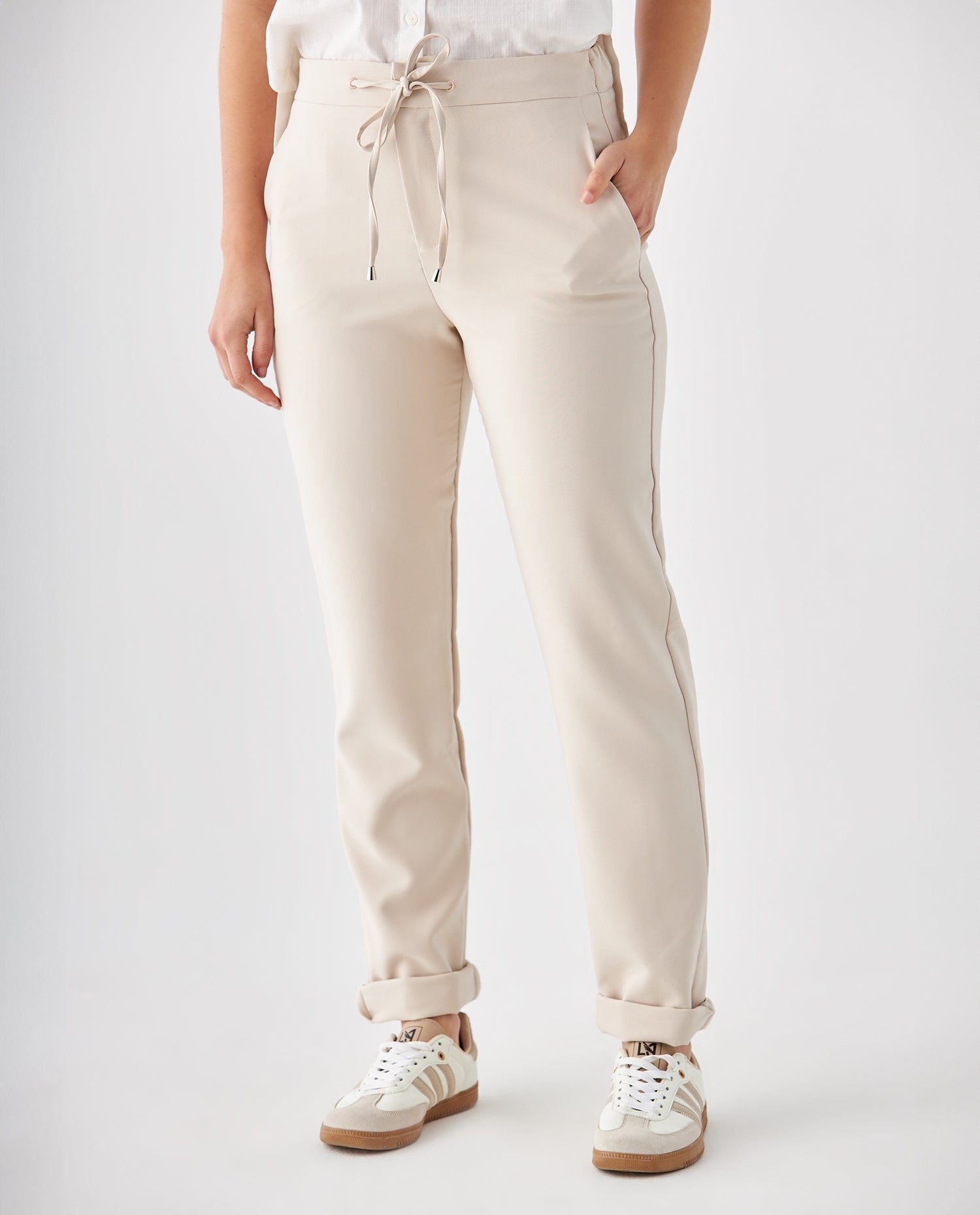 Pantalón con ruedo con guardapolvo para mujer - Gris