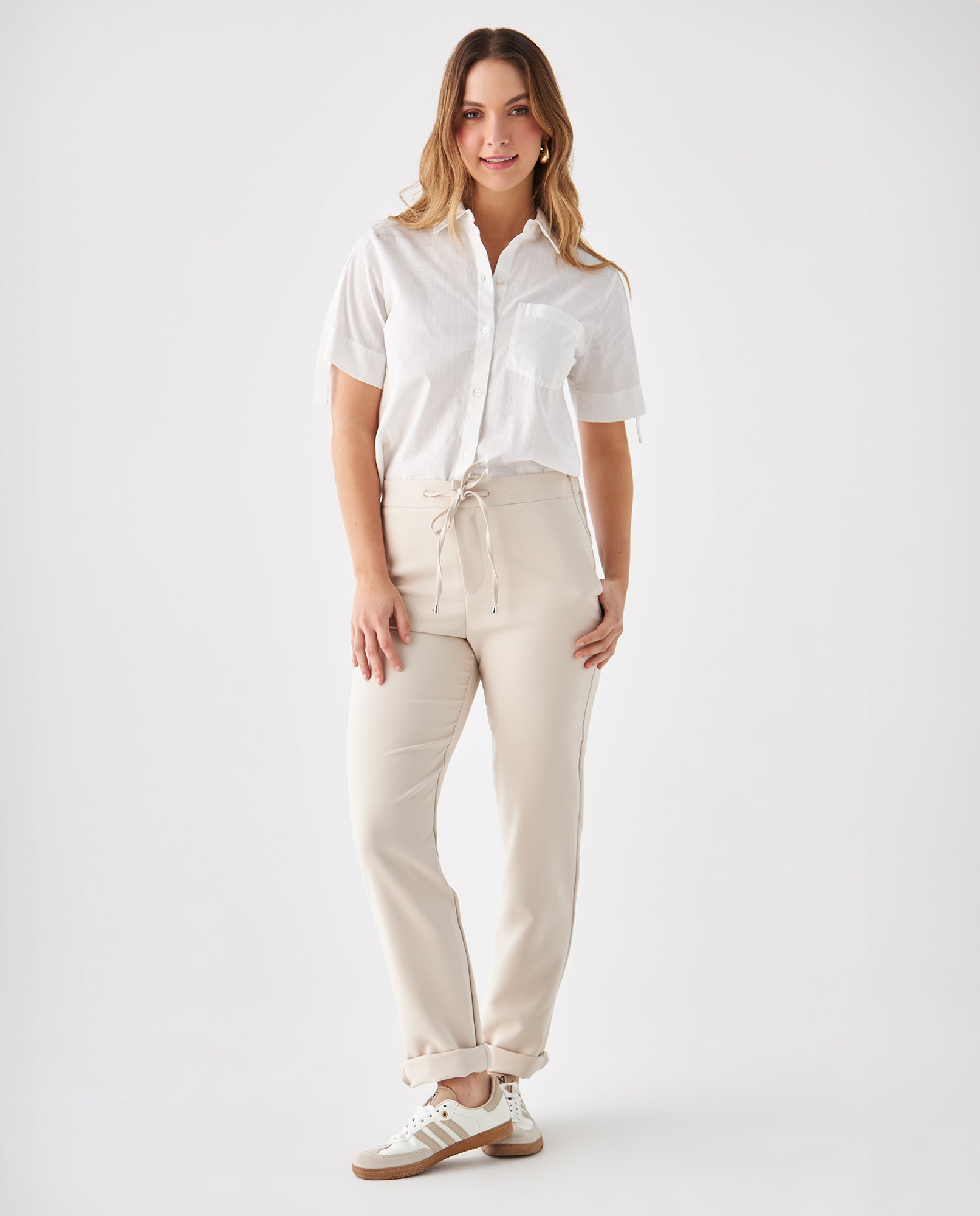 Pantalón con ruedo con guardapolvo para mujer - Gris 34_439F005_GRI140000_5