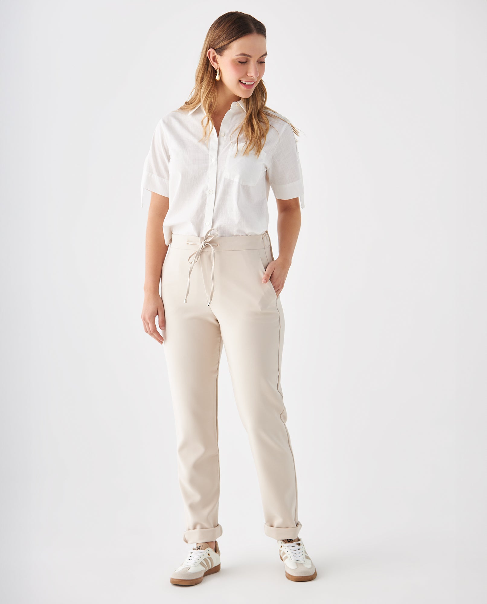 Pantalón con ruedo con guardapolvo para mujer - Gris 34_439F005_GRI140000_6