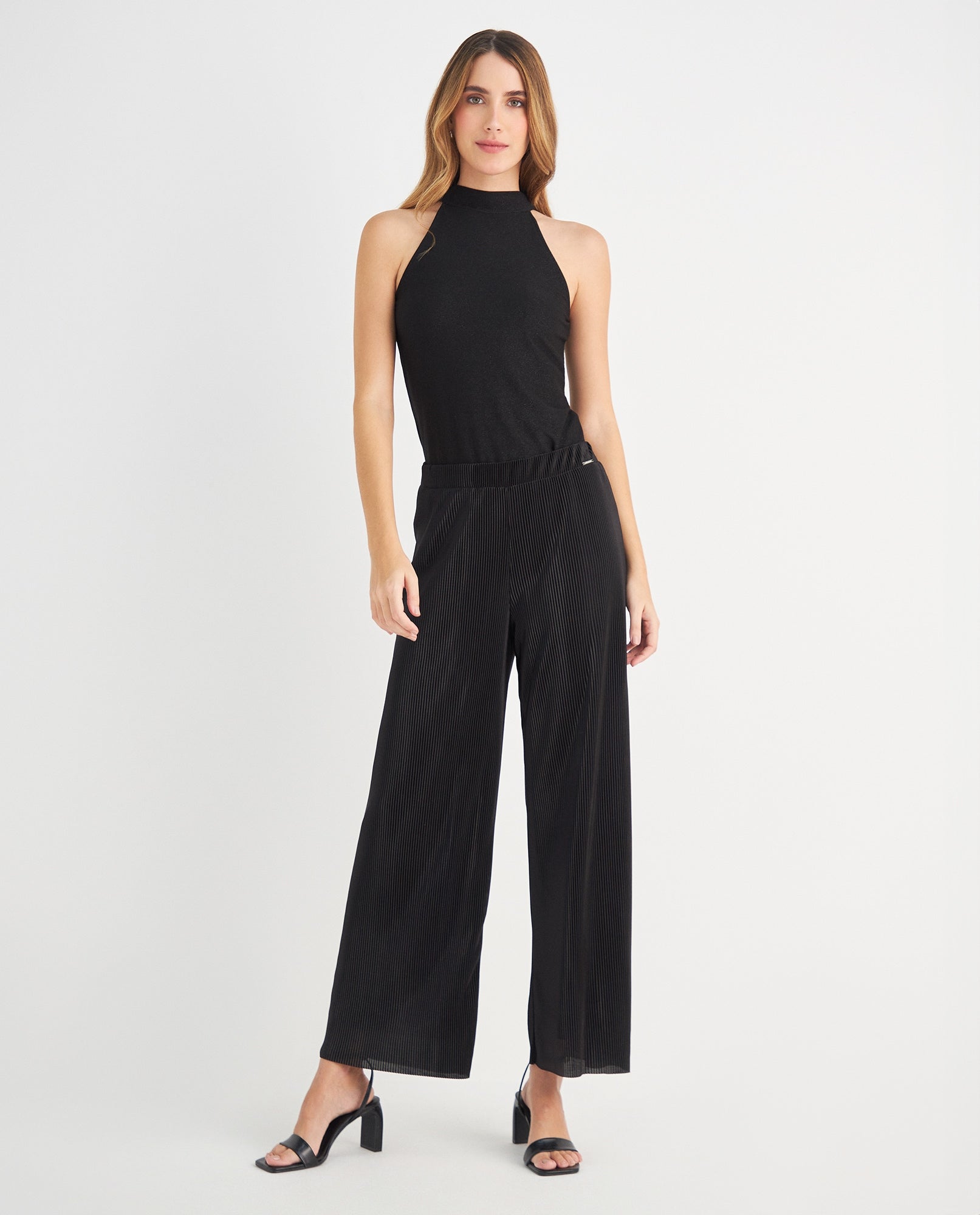 Pantalón de pretina elástica para mujer - Negro 34_439F007_NEG190303_0