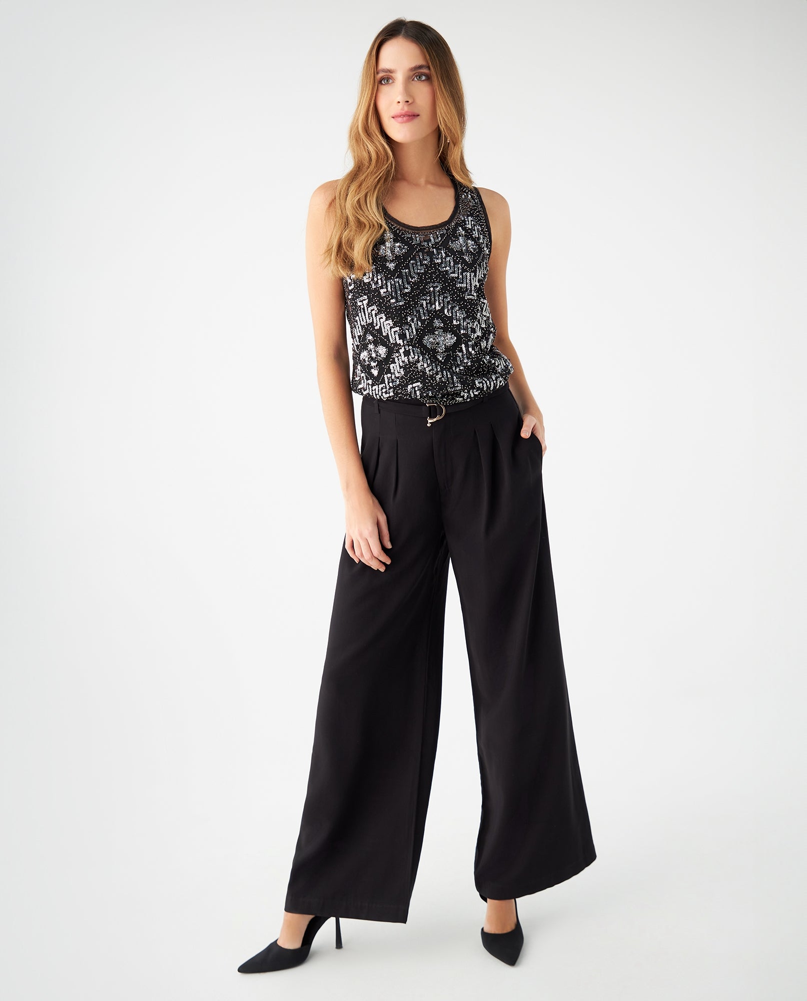 Pantalón con cinturón ajustable para mujer - Negro 34_439F009_NEG190303_0
